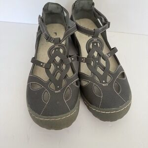 JBU by Jambu Womens Gray Sydney Flat Memory Foam Shoes Sandals Size 10 T Strap